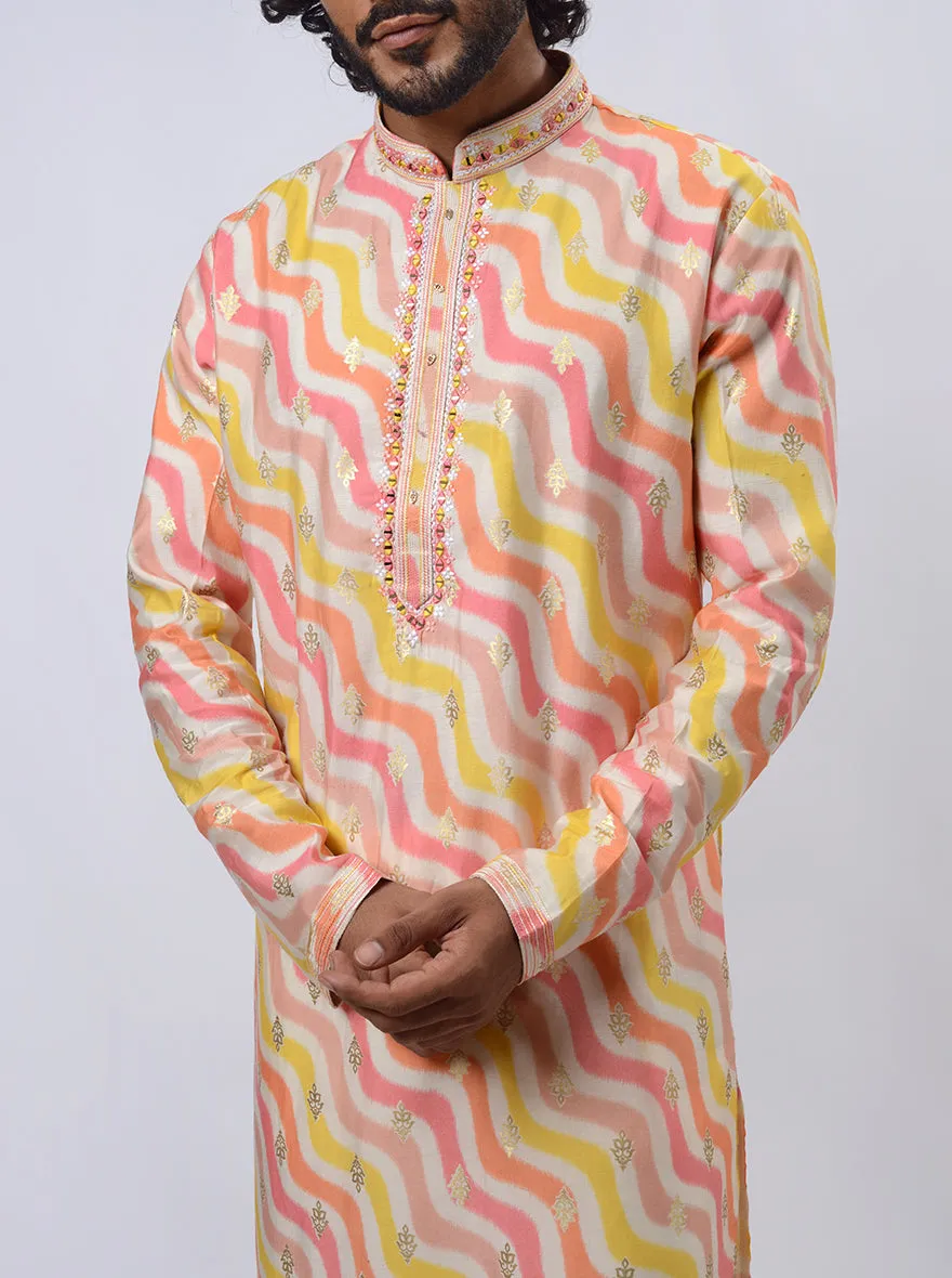 White & Pink Kurta Pajama | Azania