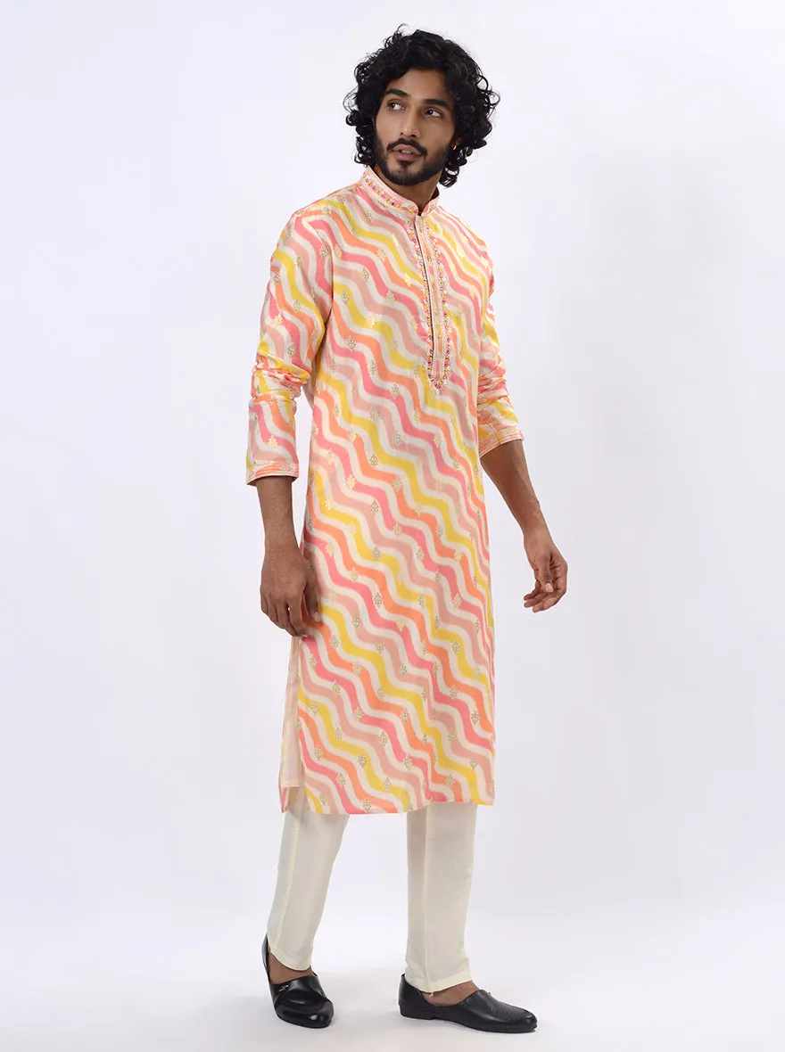White & Pink Kurta Pajama | Azania