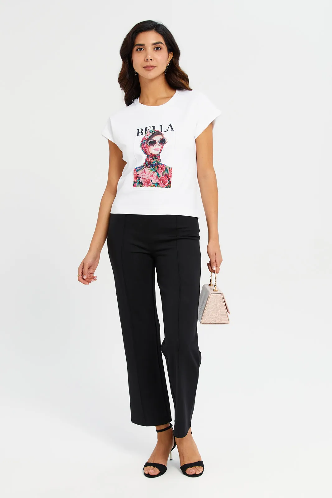 Women White Printed T-Shirt