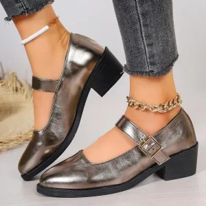 Women's Casual Pointed Toe Thick Heel Pumps 77220674S