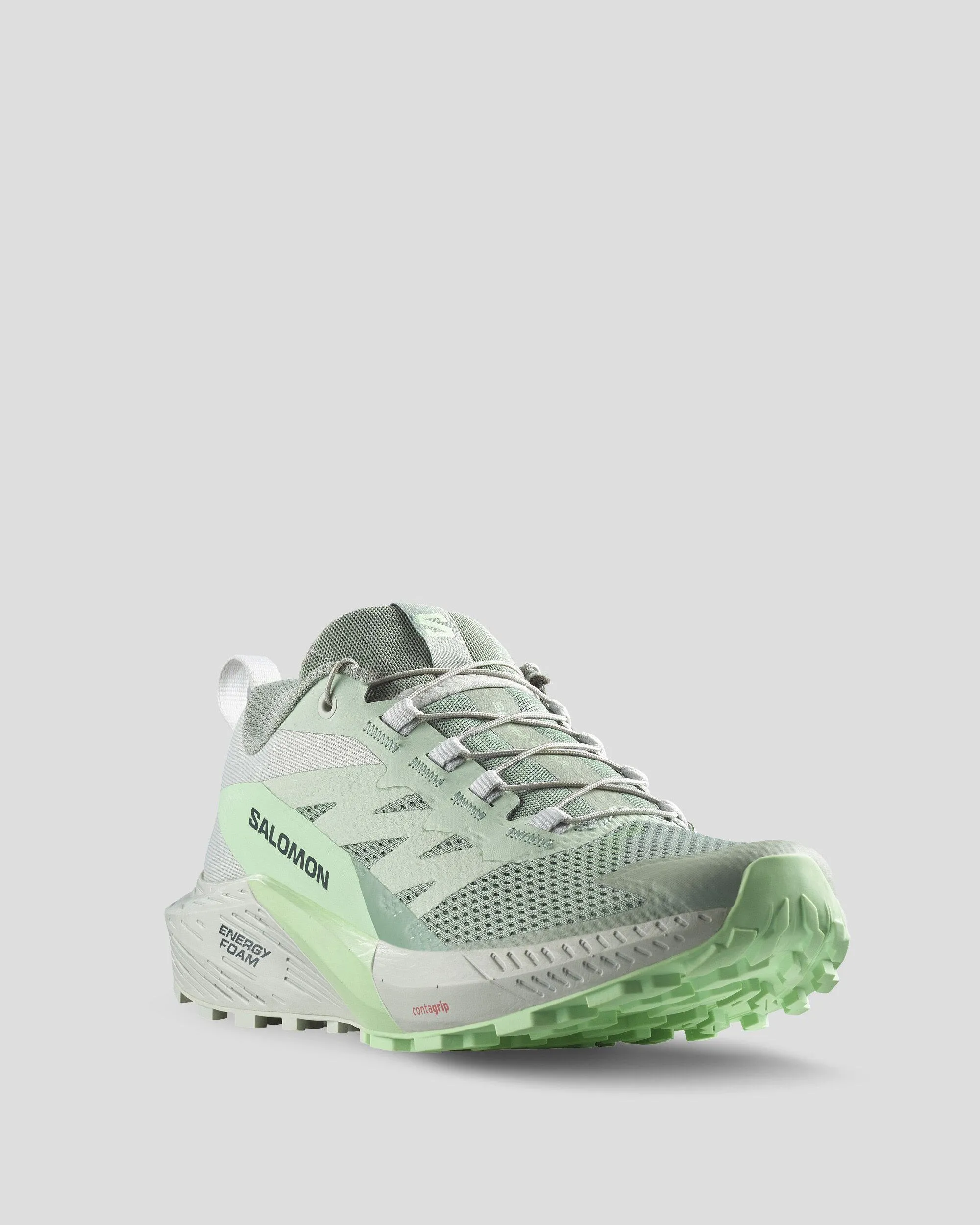 Women's Salomon Sense Ride 5 Trail Running Shoes - Lily Pad/Metal/Green Ash