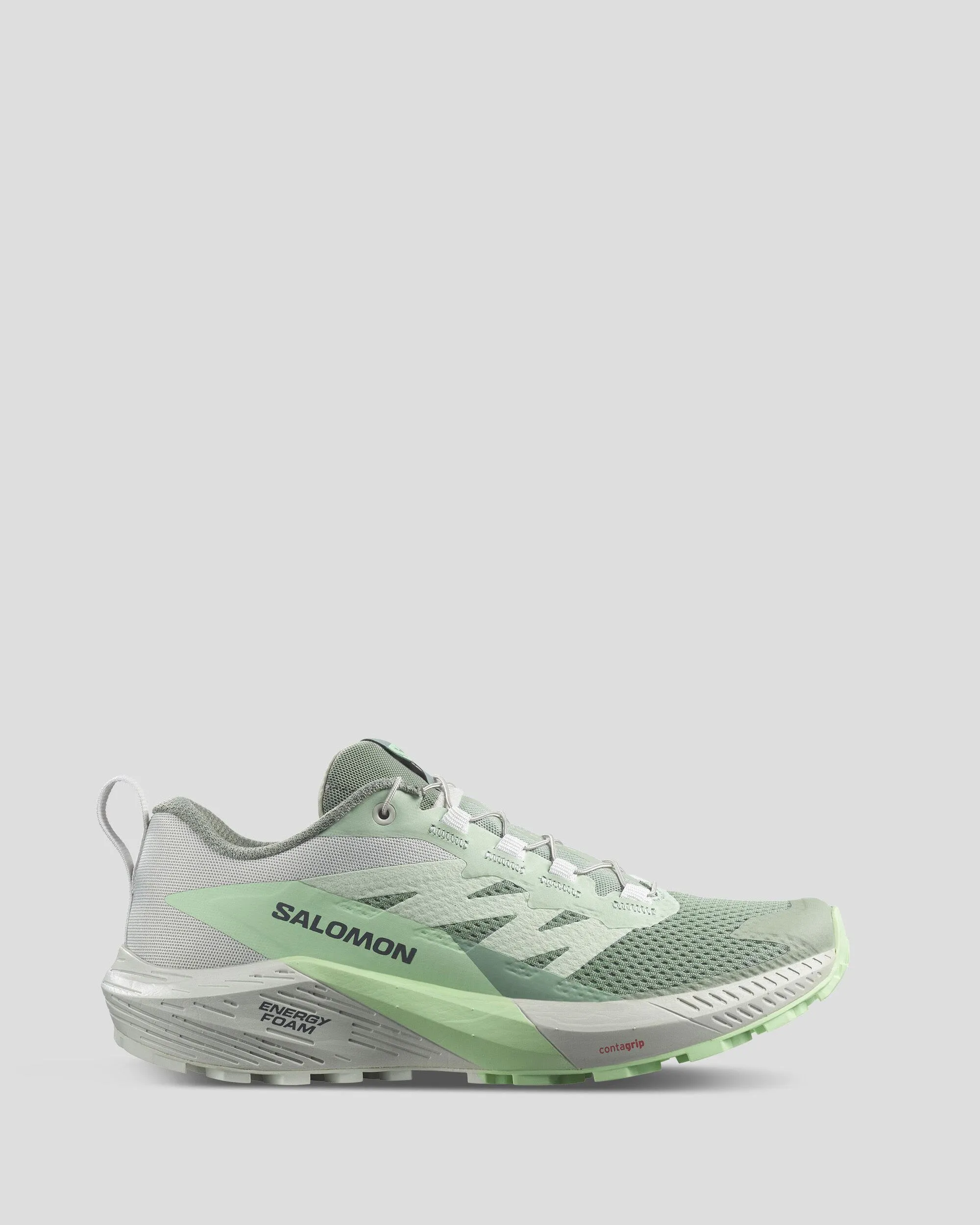 Women's Salomon Sense Ride 5 Trail Running Shoes - Lily Pad/Metal/Green Ash