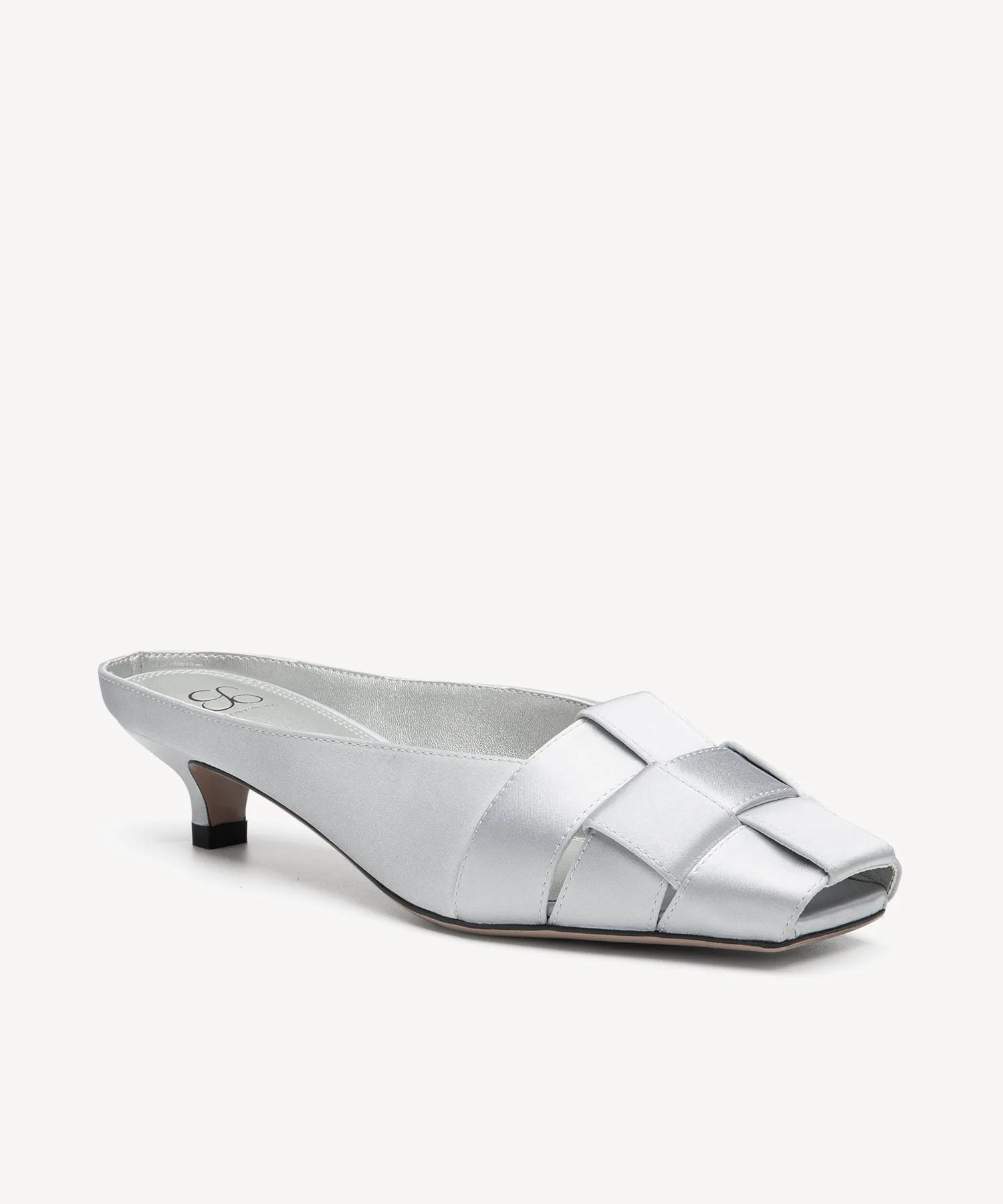 Woven Peep Toe Kitten Heeled Pumps
