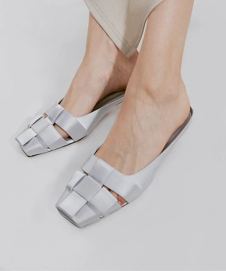 Woven Peep Toe Kitten Heeled Pumps