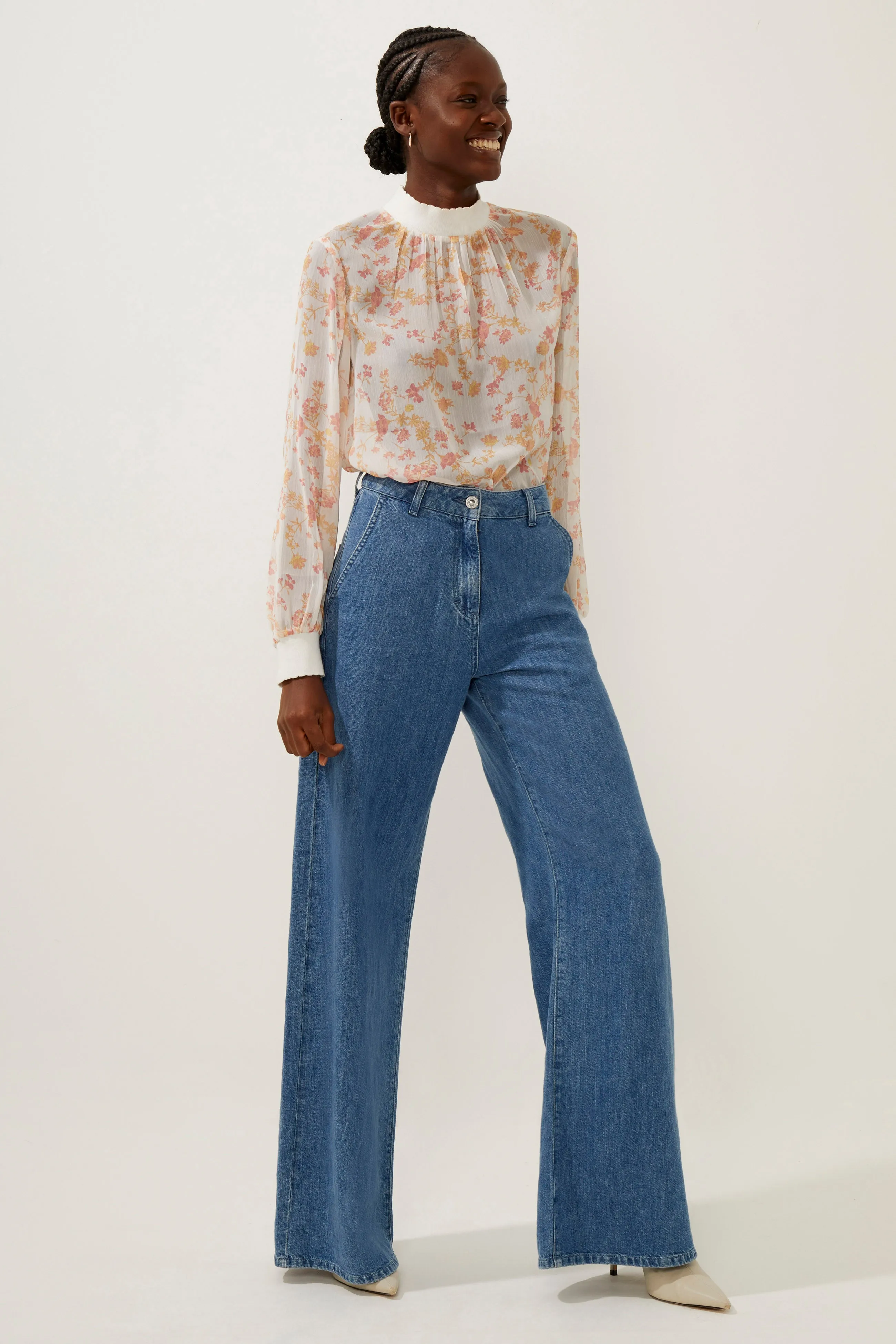 ZUZI LINEN BLEND DENIM WIDE LEGS