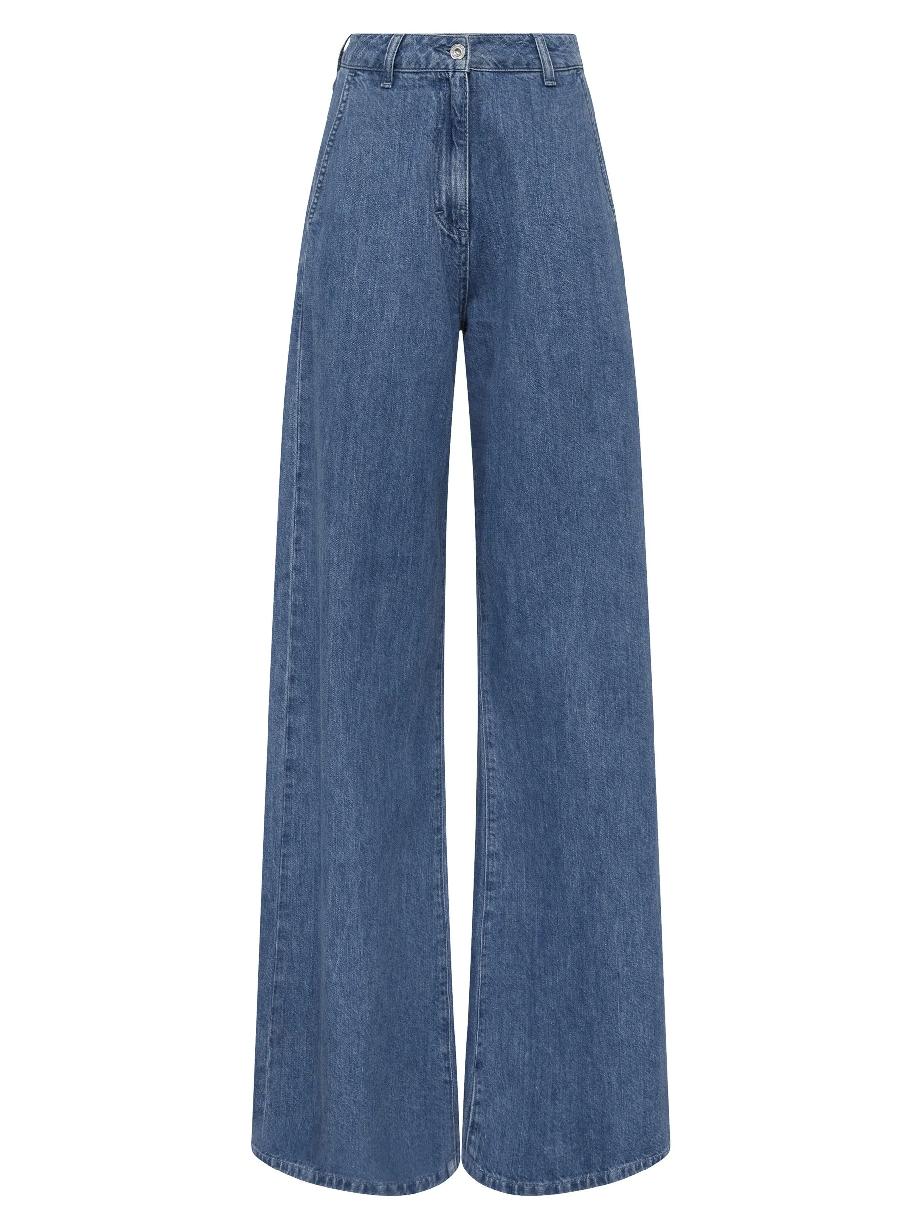 ZUZI LINEN BLEND DENIM WIDE LEGS